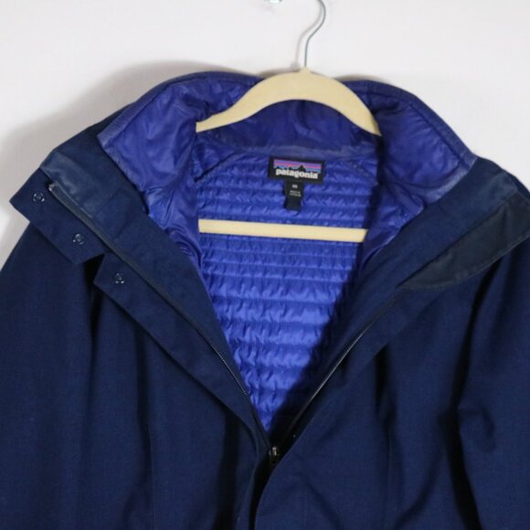 Patagonia Vosque 3 In 1 Parka Puffer Coat Womens XS Blue Long Winter - Picture 2 of 14